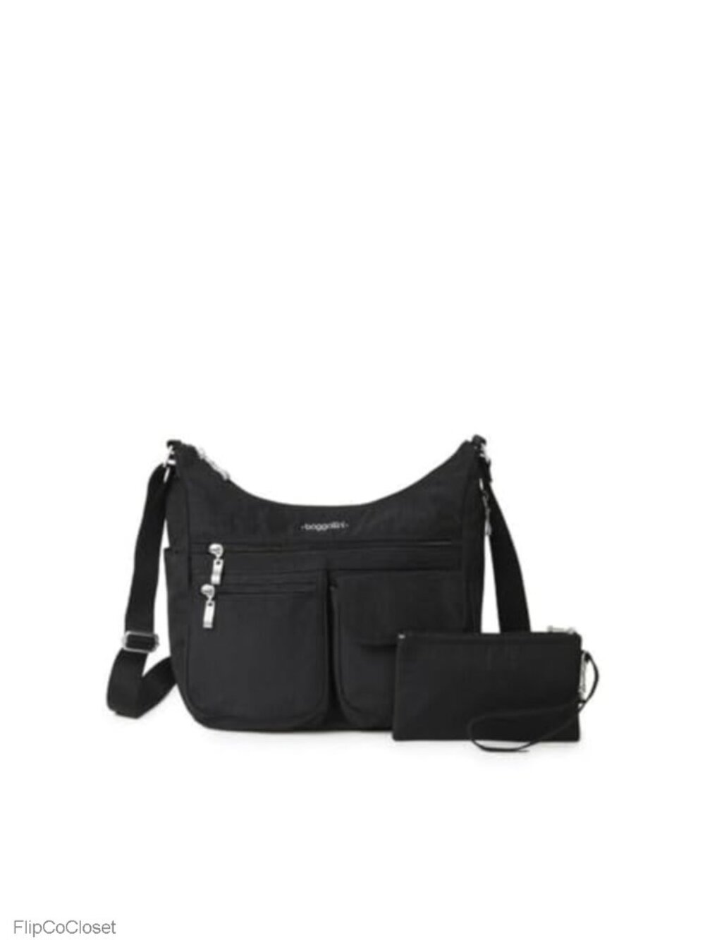 Lightweight Nylon Crossbody Hobo Travel Bag W/ RFID Wristlet